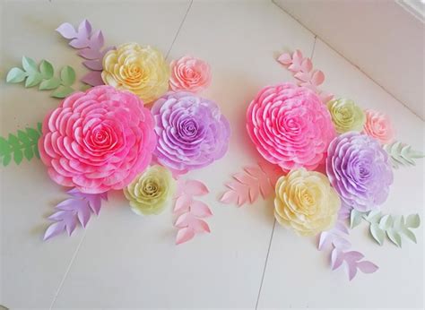10 Large Paper Flowers Wall Decor Nursery Floral Bridal Shower Baby