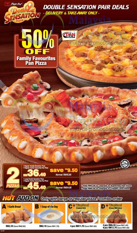 Enjoy hot and fresh pan baked pizzas now and utilize pizza hut deals as low as rm5 available at nst coupon page now! Pizza Hut 23 Apr 2013 » Pizza Hut 50% Off Family ...