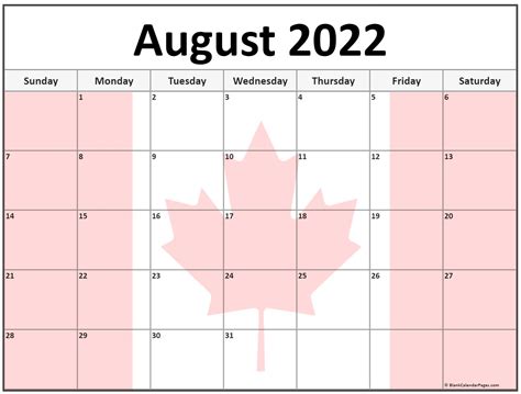 August 2023 Calendar Canada Printable Pelajaran