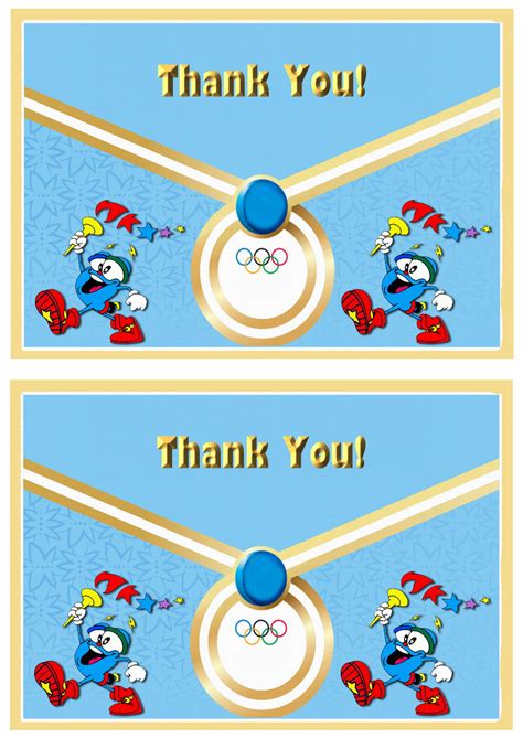 Olympics Thank You Cards Birthday Printable