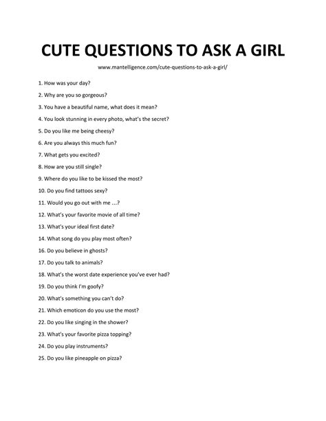 236 Questions To Ask To Get To Know A Girl Interesting Flirty Cute