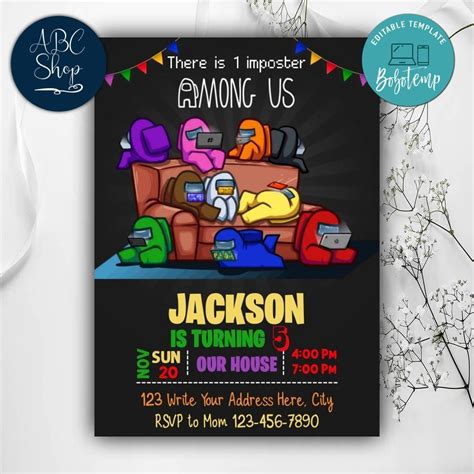 Printable Among Us Birthday Party Invitations Instant Download Bobotemp
