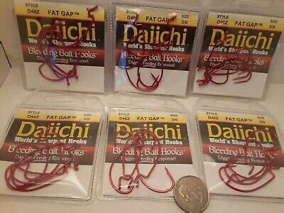 Pack Lot Lot Daiichi Bass Red Worm Hooks Wide Fat Gap Bleeding