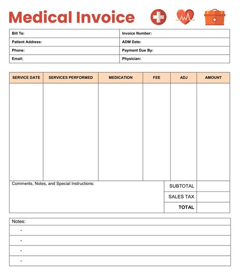 Free Medical Invoice Template Printable Templates