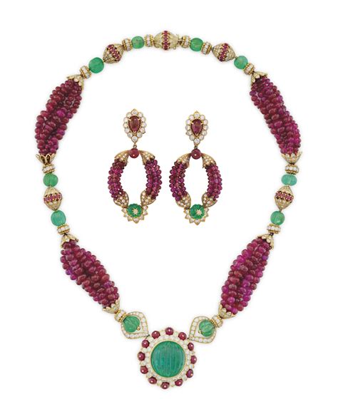 An Iconic Set Of Emerald Ruby And Diamond Jewelry By Van Cleef