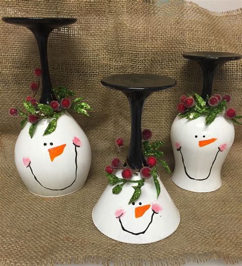 Snowman Wine Glass Candle Holder Christmas Wine Glass Candle Holders Snowmen Snowman Christmas