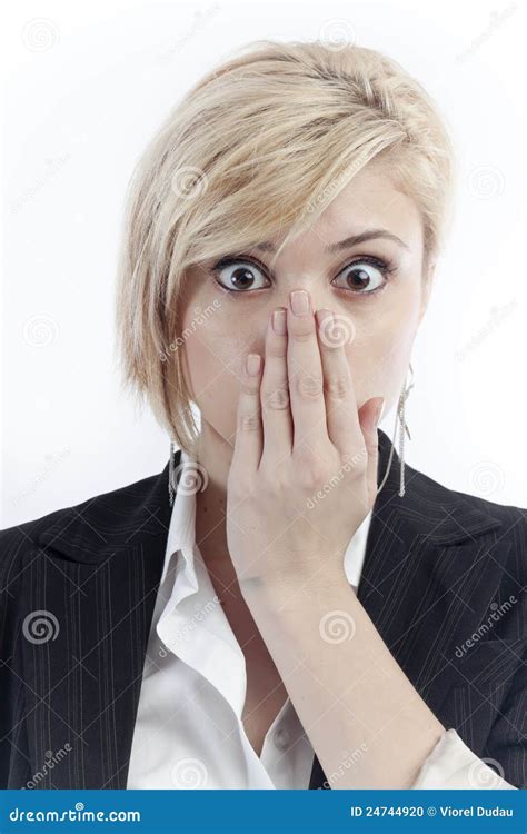 Surprised Wide Eyed Woman Stock Photo Image Of Expression 24744920