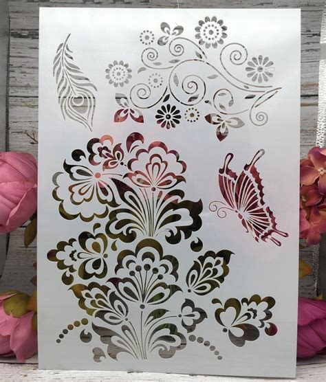 A4 Butterfly Flower Diy Layering Stencils Wall Painting Scrapbook