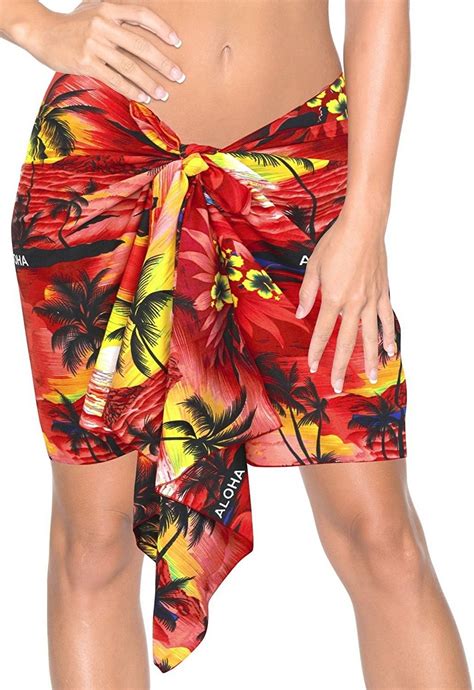 Minihalf Sarong Pareo Wrap Womens Scarf Cover Ups Bikini Swimsuit Bathing Suit Red
