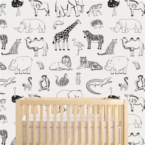 Safari Animal Removable Wallpaper | Etsy | Nursery wallpaper, Safari nursery decor, Removable ...