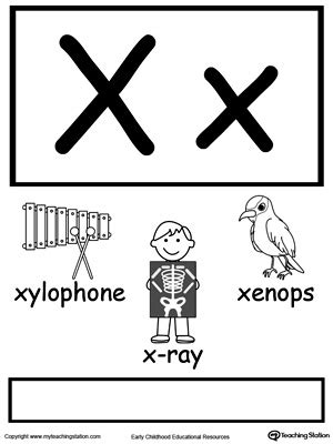 Letter X Printable Alphabet Flash Cards for Preschoolers