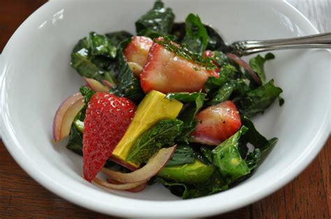 Kale Salad With Avocados Strawberries And Balsamic Vinaigrette Eat Happy