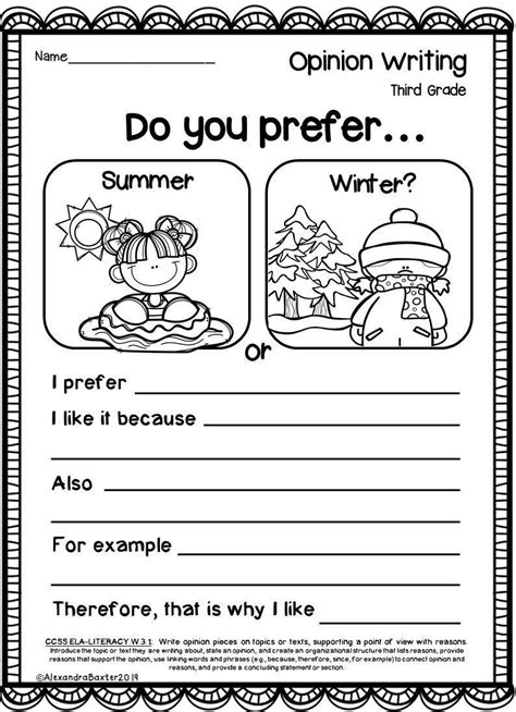 Writing Practice For 3rd Graders
