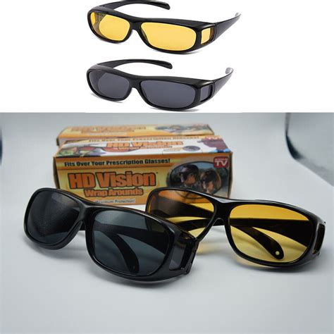 2 pairs hd night day vision wraparound driving glasses sunglasses as seen on tv ebay