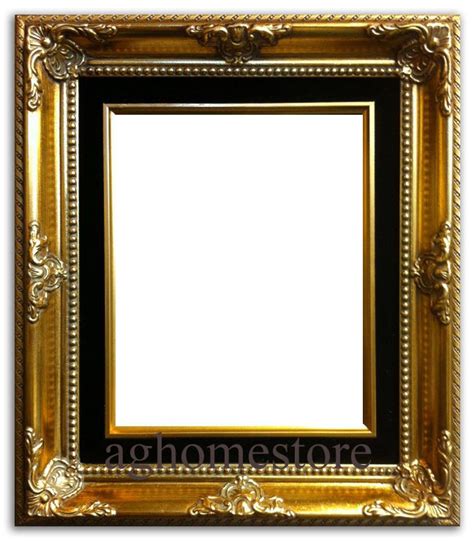 Antique Gold Leaf Wood Picture Frame Black Liner Gold Picture Frames