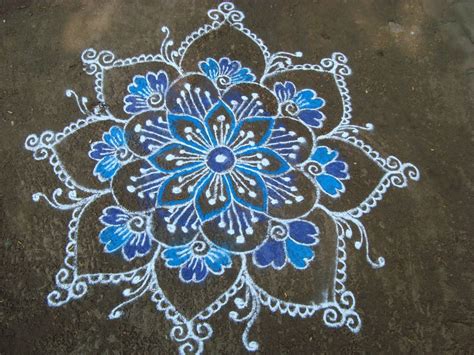 Easy Rangoli Designs With Chalk And Colour