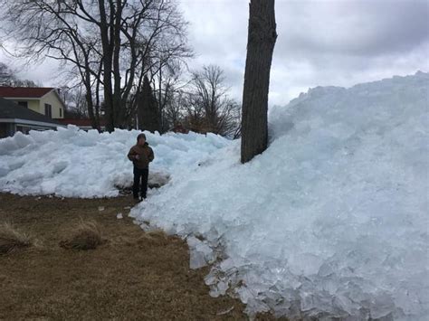 Ice From Michigans Houghton Lake Surfaces Damaging Homes