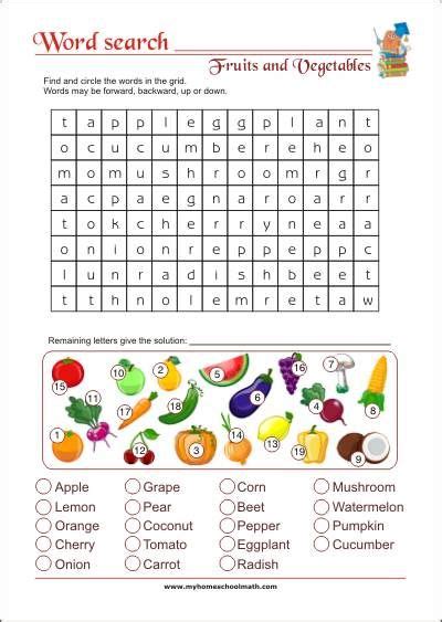 Word Search Fruits And Vegetables Free Printable Worksheet Sexiz Pix