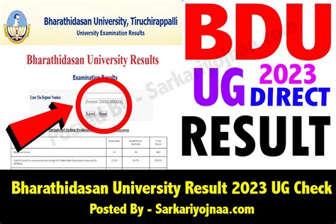 Bharathidasan University Result 2023 UG Link OUT Bdu Ac In BA BSC BCOM