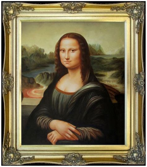Framed Leonardo Da Vinci Mona Lisa Repro Hand Painted