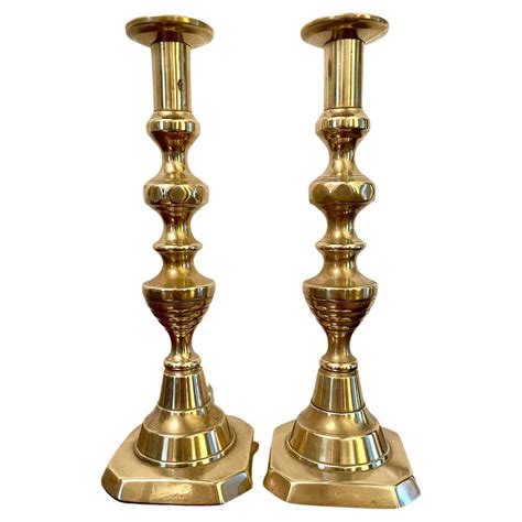 Pair Of Antique Victorian Brass Candlesticks For Sale At 1stdibs