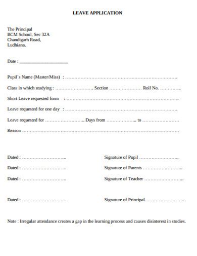 College leave letter is written when a student needs time off college for a certain period due to a lack of finances, personal issues, sickness or some other unavoidable circumstances. Sample Sick Leave Letter To Class Teacher Collection ...