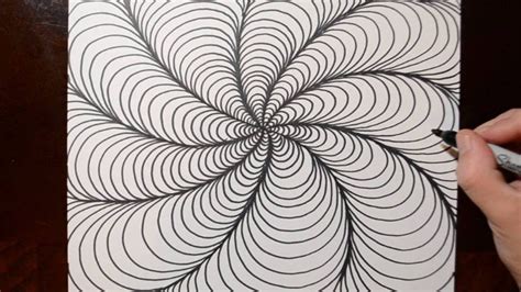 How To Draw Optical Line Illusions Spiral Doodle Pattern 9 Youtube