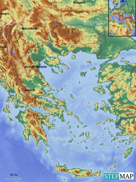 StepMap Greece Topo Landkarte für Greece