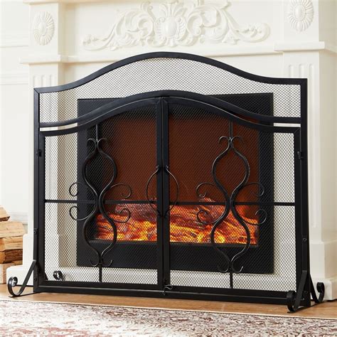 Classic Black Iron Fireplace Screen With 2 Door 3781223071 Inches