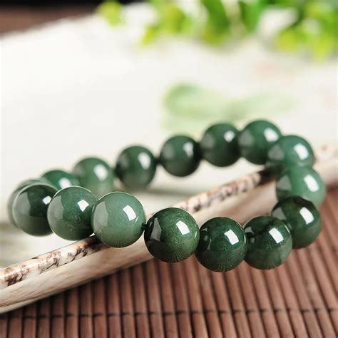 Natural A Cargo Oil Green Jade Beads Bracelet Burma Jade Bead Beads