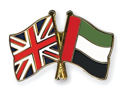 Crossed Flag Pins Great Britain United Arab Emirates Flags