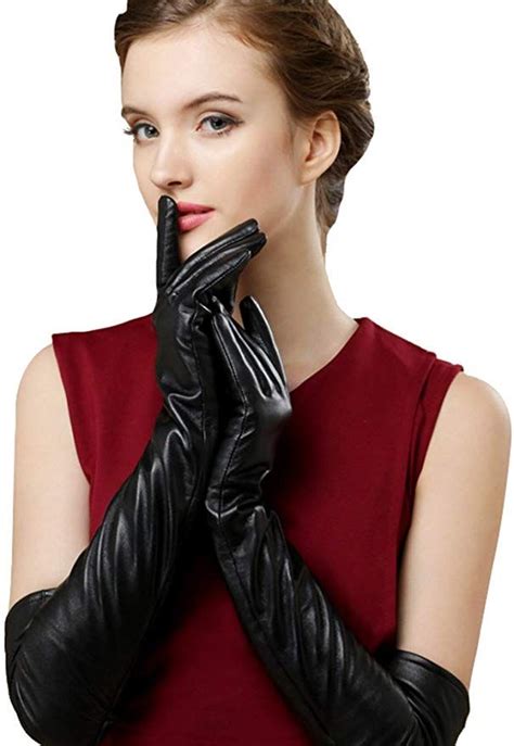Bellady Womens Winter Opera Elbow Length Costume Cosplay Gloves Touchscreen Long Faux Leather