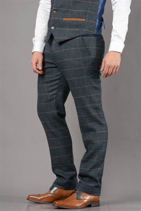 Marc Darcy Eton Navy Blue Tweed Check Trouser The Shirt Store