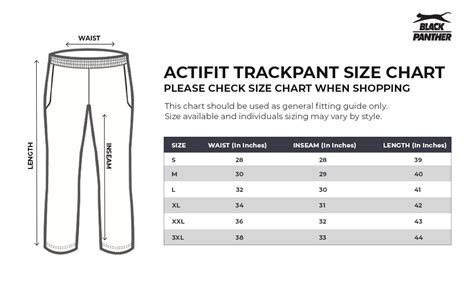 Black Panther Clothing Size Charts