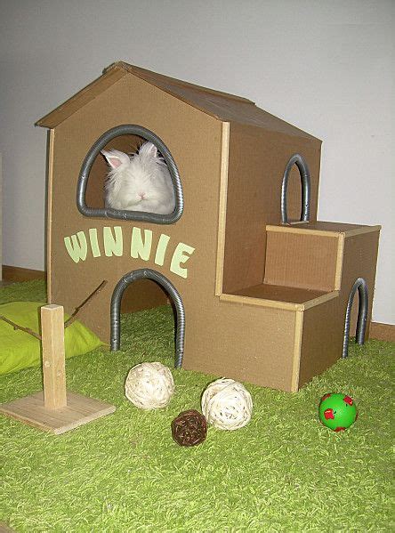 Cardboard boxes are easy to come by. DIY a cardboard rabbit house | bunny toys and treats ...