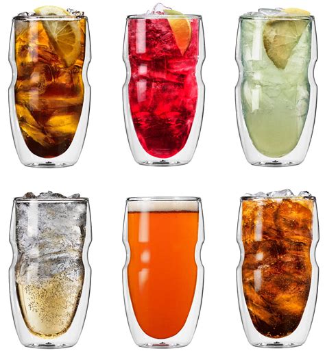 Ozeri Double Wall Insulated Iced Tea Glasses Set Of 6