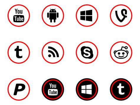 50 Free Red Social Media Bold Outline Icons Ui Design Motion Design