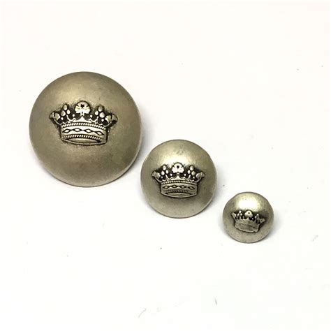 Silver Domed Metal Crown Buttons The Button Shed