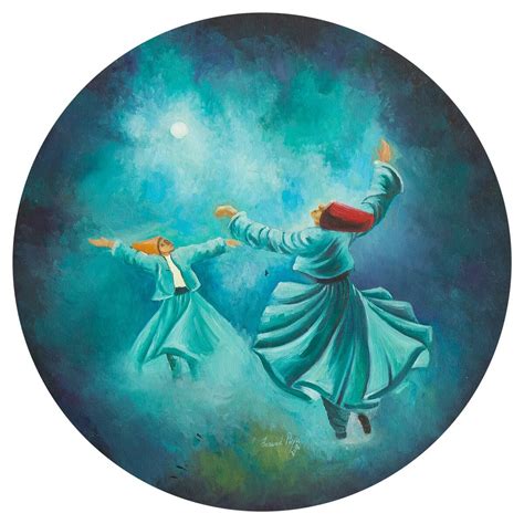 Two Sufis Dancing Sama Artwork Sufi Dervish Whirling Painting