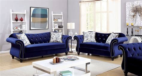 Velvet Sofa And Love Blue Furniture Living Room Blue Living Room Decor
