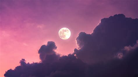 Full Moon 4k Wallpaper Clouds Pink Sky Nature 1653