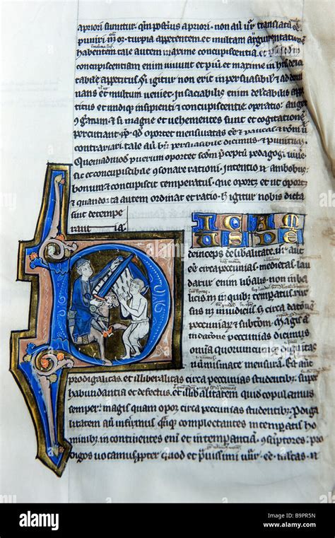 Francia Manche Avranches Scriptorial Miniatura Manuscrito Con San