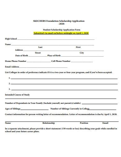 8 Foundation Scholarship Application Form Examples In Pdf Examples