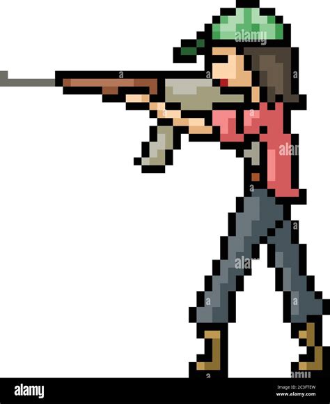 Vector Pixel Art Warrior Woman Isolated Cartoon Stock Vector Image