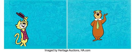 Yogi Bear And Top Cat Publicity Cel Group Of 2 Hanna Barbera C 1970s