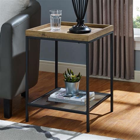 An easy match for any living room ensemble, this handsome end table is as pretty as it is practical. Manor Park Industrial Farmhouse Square Side Table ...