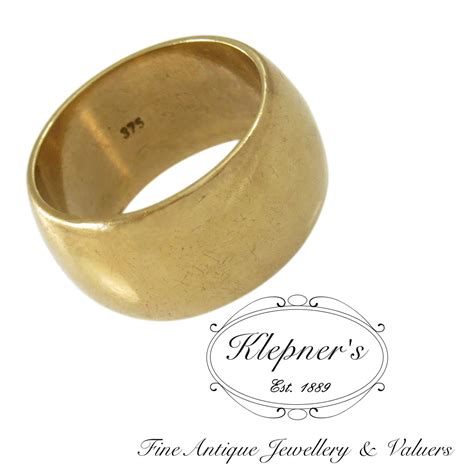 Modern 9ct Yellow Gold Wide Wedding Band — Klepners Fine Antique