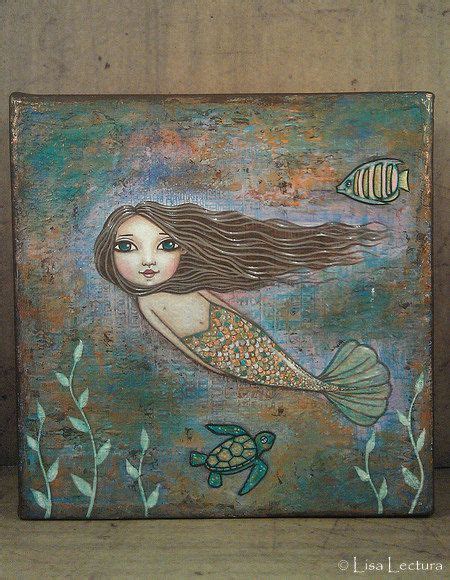 Original Mermaid Mixed Media Painting By Lisa By Lisalectura 7000