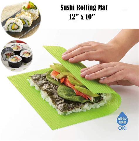 Sushi Making Kit Sushi Rolling Plastic Mat 12 Inch X 10 Inch Green Ebay