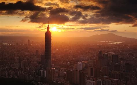 Sunset In Taiwan Taipei Desktop Wallpaper